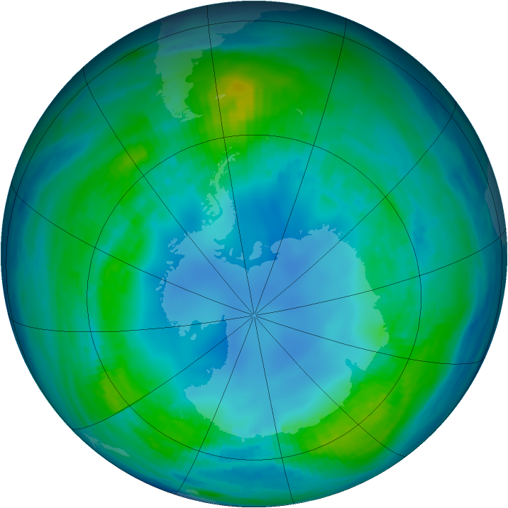 Antarctic ozone map for 06 May 1985
